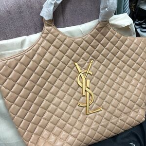 Yves Saint Laurent Beige Quilted Tote